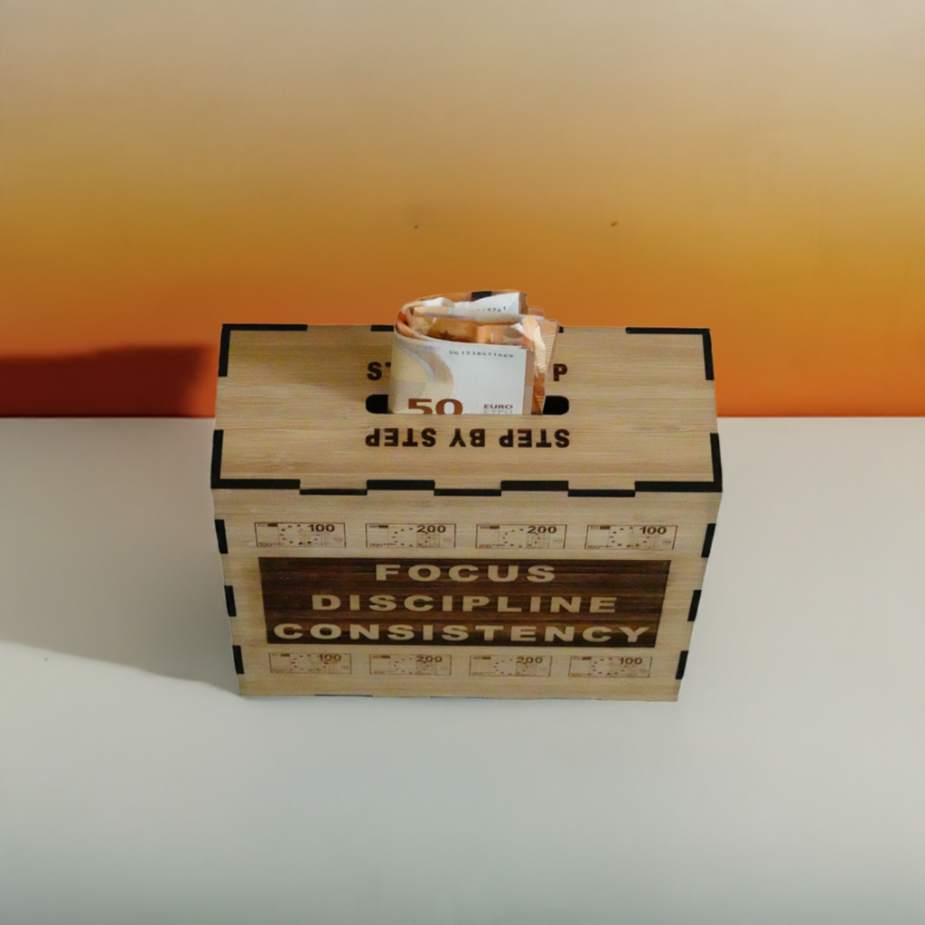 Spaardoelbox met gepersonaliseerde gravure en spaardoel