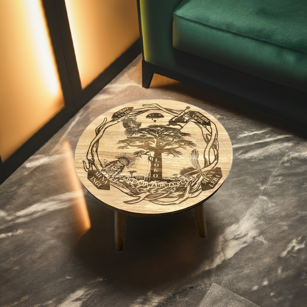 Houten gegraveerde tafel