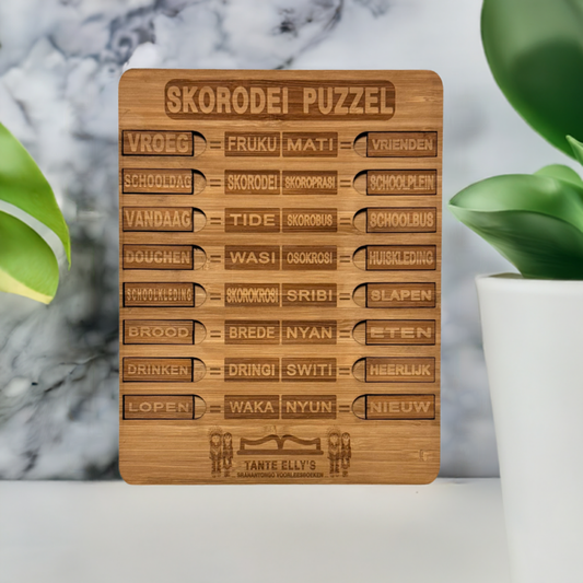 Houten woordpuzzel Skorodei van Tante Elly