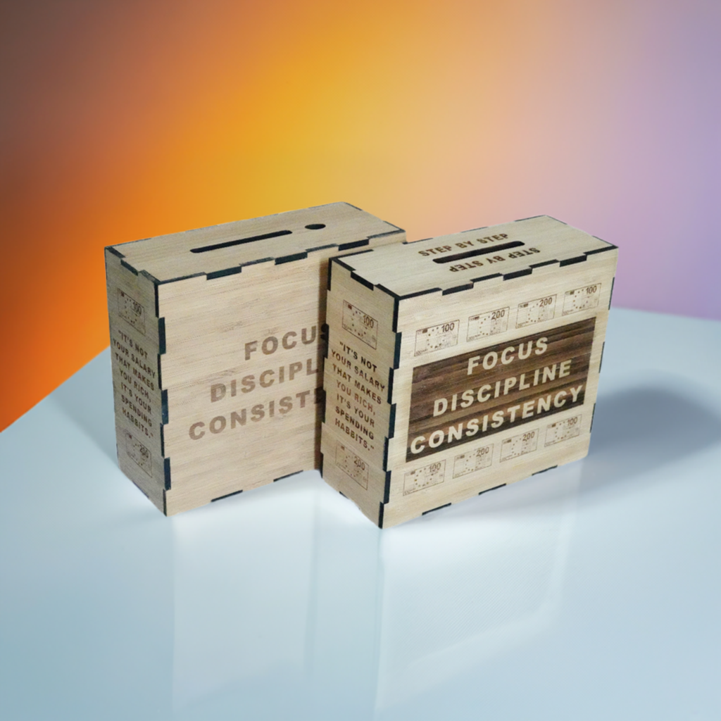 Spaardoelbox met gepersonaliseerde gravure en spaardoel